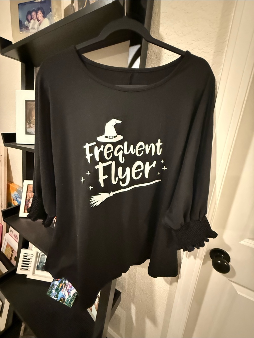 Halloween “Frequent Flyer” Black Graphic Women's Top